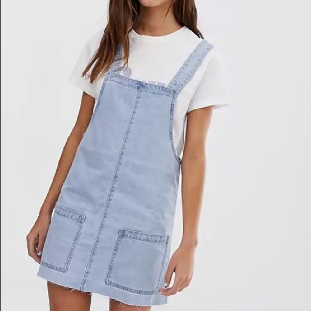 Pull&Bear Light Denim Pinafore Dress - Size M